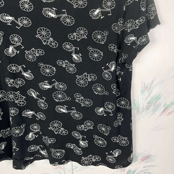 Anthropologie W5 Black Bicycle Print Short Sleeve Top Medium - Picture 6 of 8